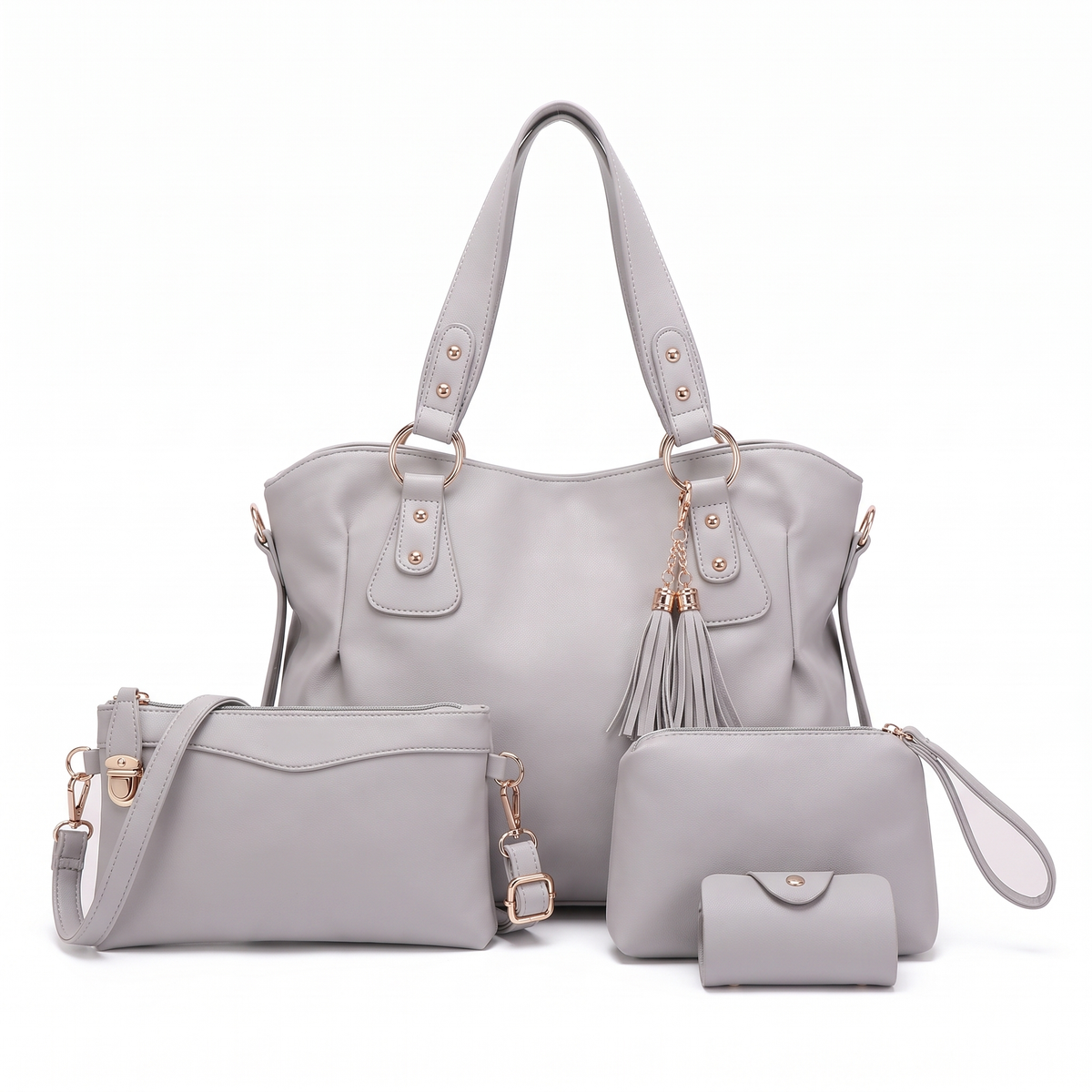 4-Piece Handbag and Purse Set, Hobo Tote Bag with Crossbody Bag, Wristlet and Card Holder – Gift Set for Her