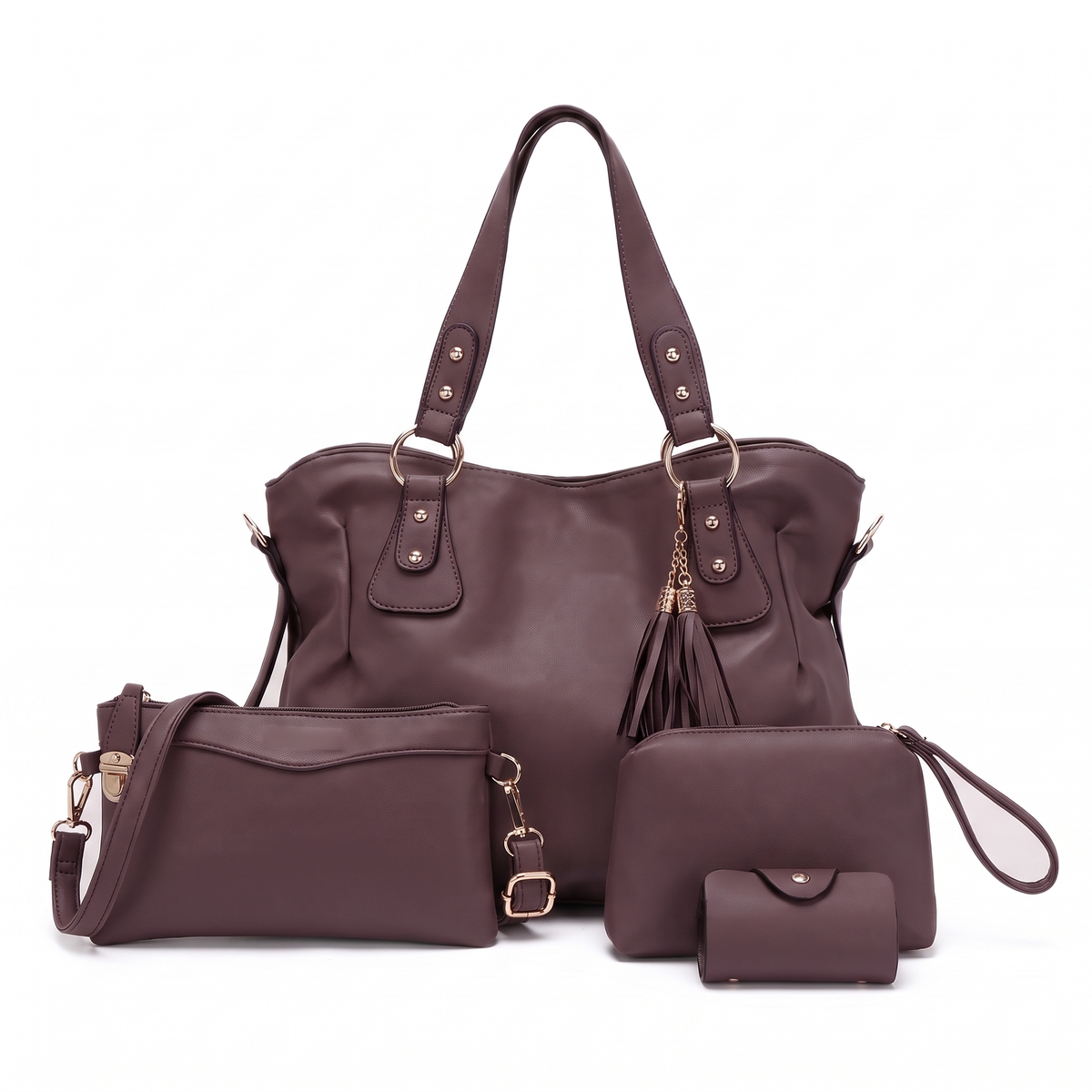 4-Piece Handbag and Purse Set, Hobo Tote Bag with Crossbody Bag, Wristlet and Card Holder – Gift Set for Her