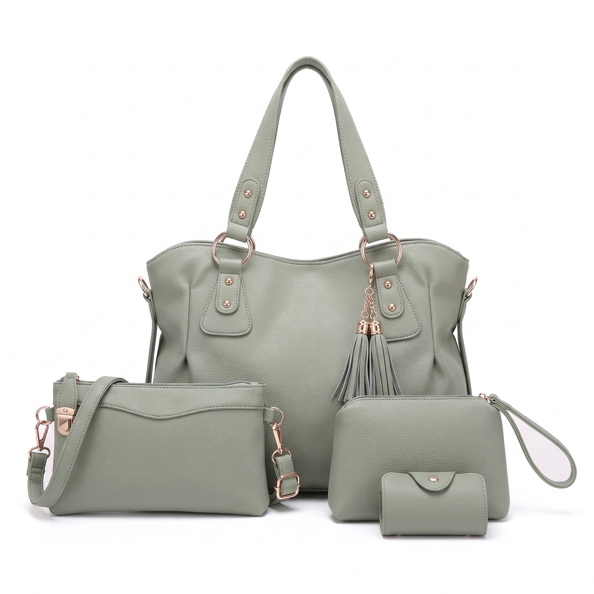 4-Piece Handbag and Purse Set, Hobo Tote Bag with Crossbody Bag, Wristlet and Card Holder – Gift Set for Her