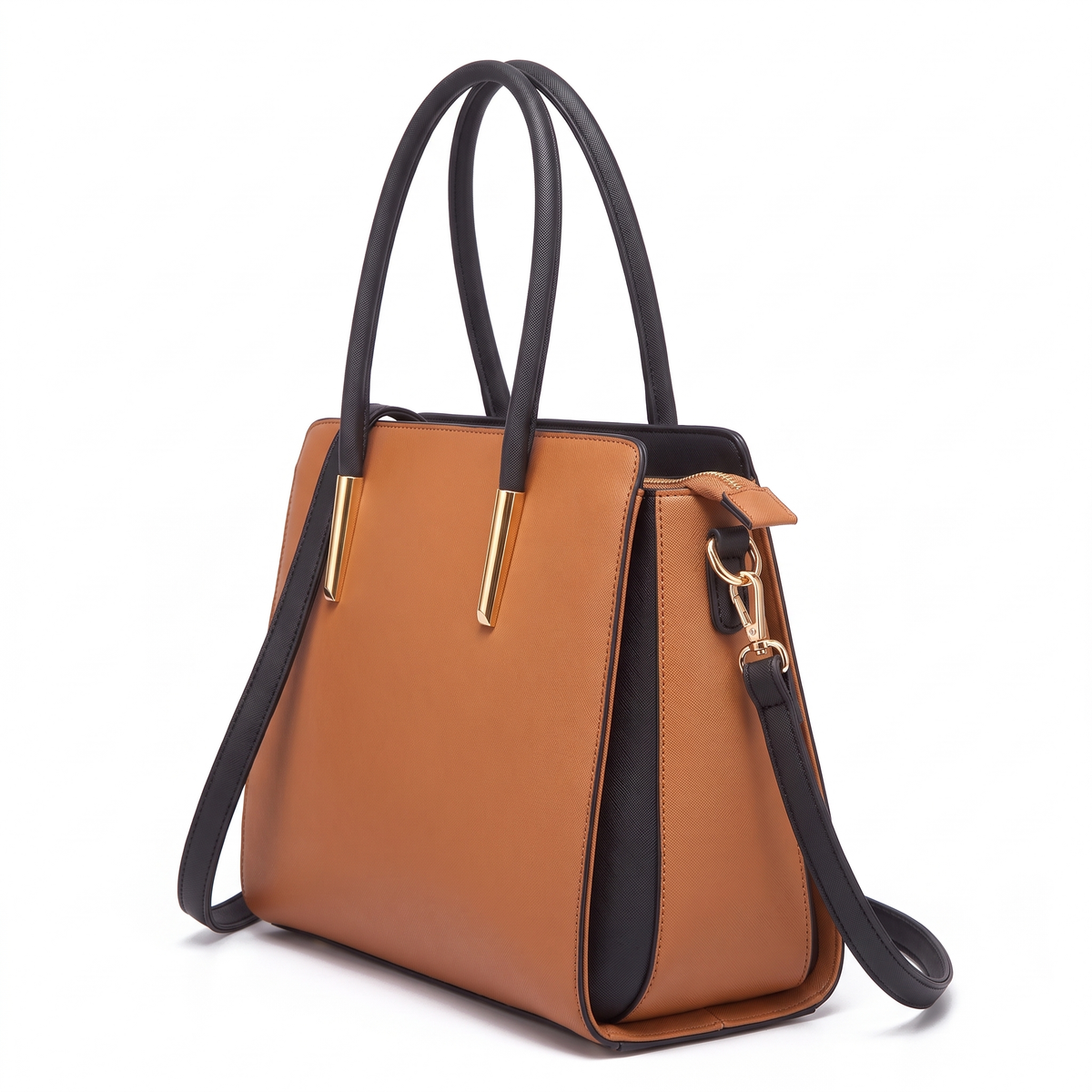 4-Piece Handbag and Purse Set, Two Tone Tote Bag with Pouch, Clutch and Card Holder – Gift Set for Her