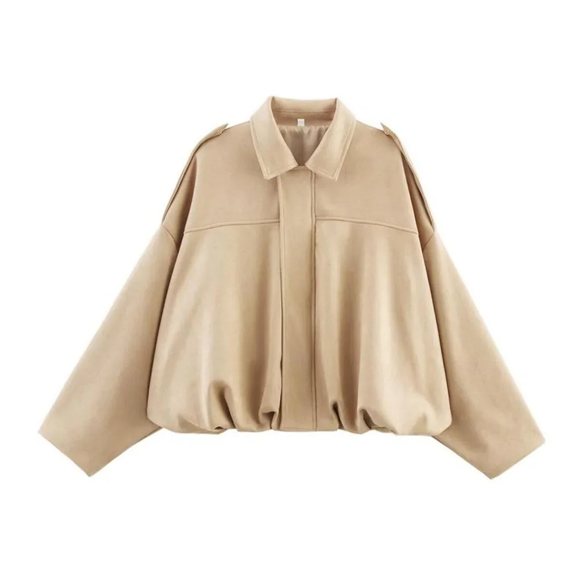 Women's Bomber Jacket | Collared Oversized Faux Suede Zip Front