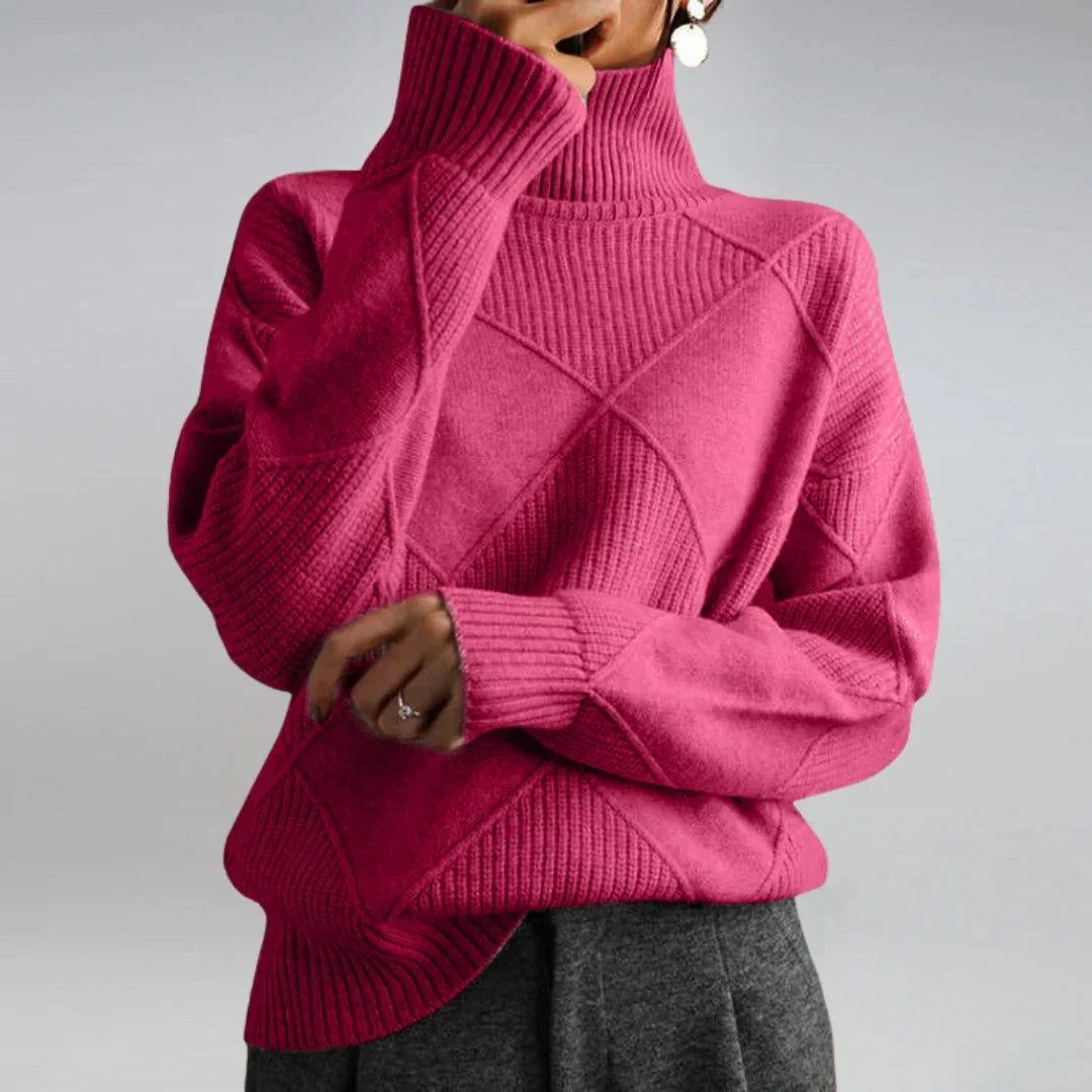 Women's Cashmere Sweater | Long Sleeve Argyle Turtleneck