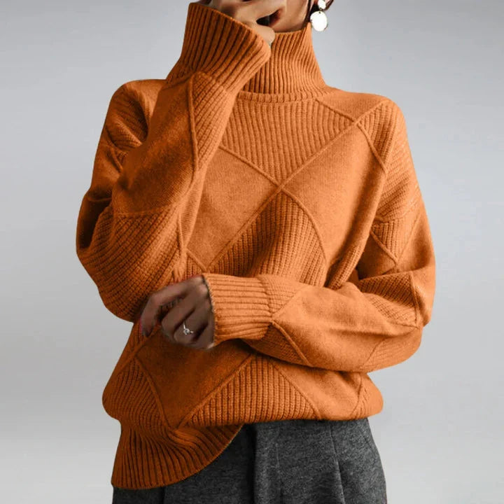 Women's Cashmere Sweater | Long Sleeve Argyle Turtleneck