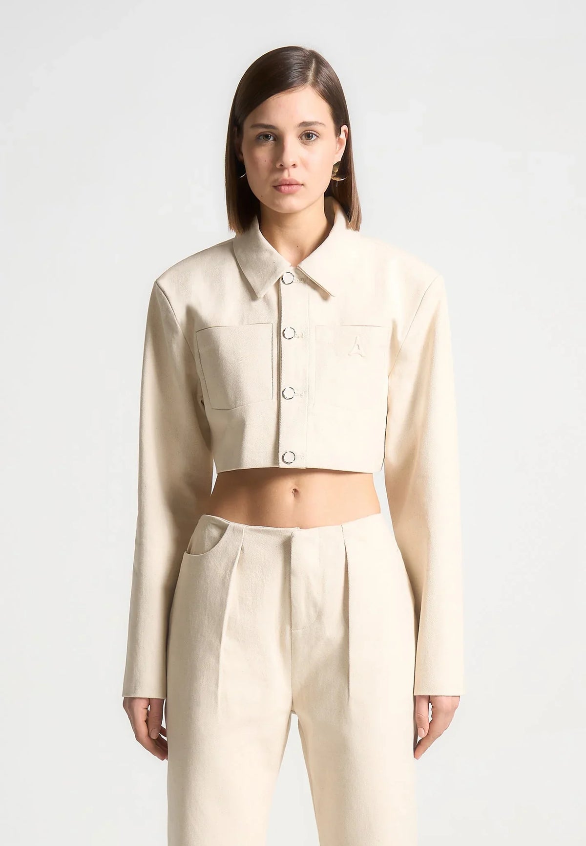 Women's Denim Jacket | Wide Shoulder Cropped Fit