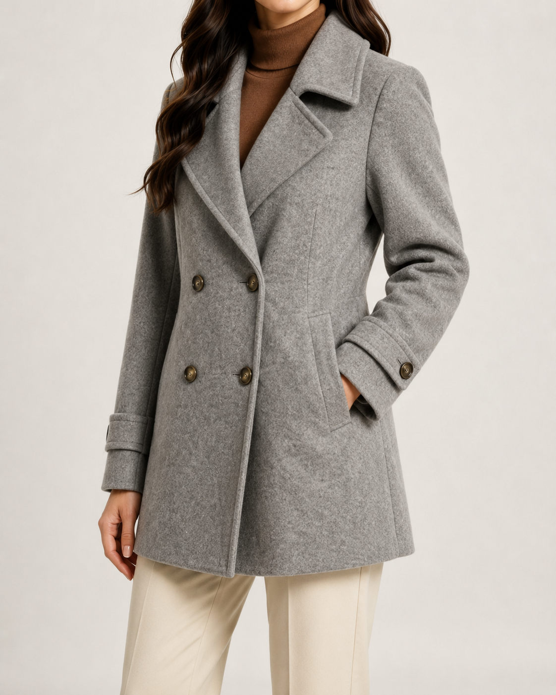 Women's Short Tailored Coat – Double Breasted Front