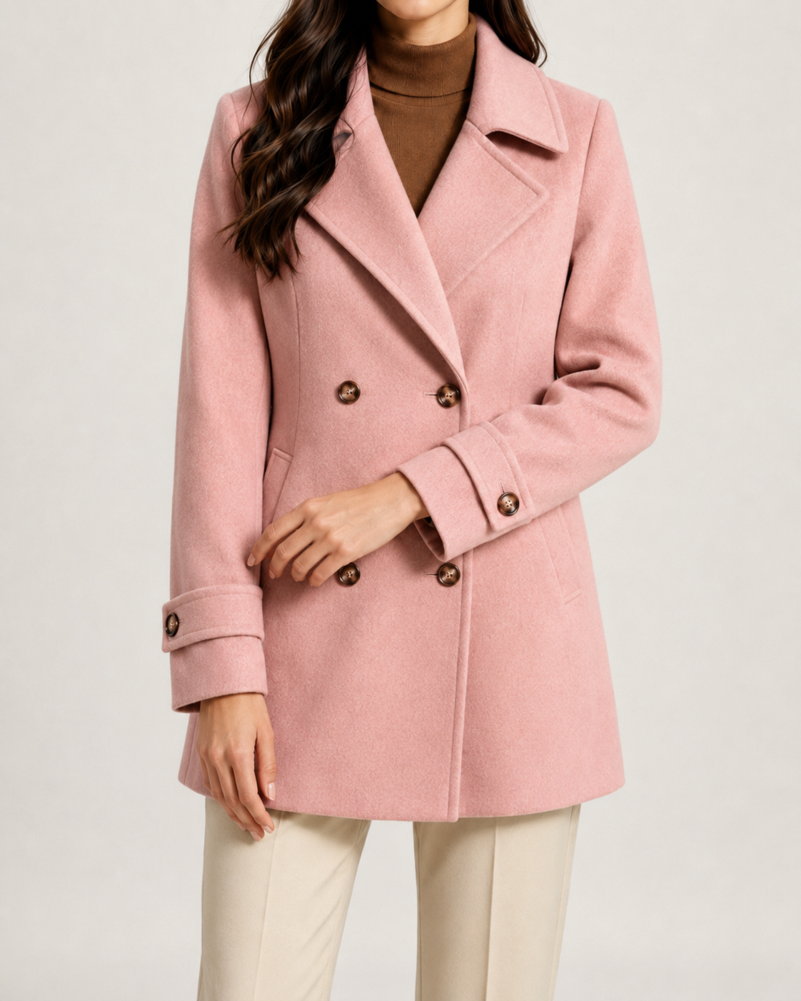 Women's Short Tailored Coat – Double Breasted Front