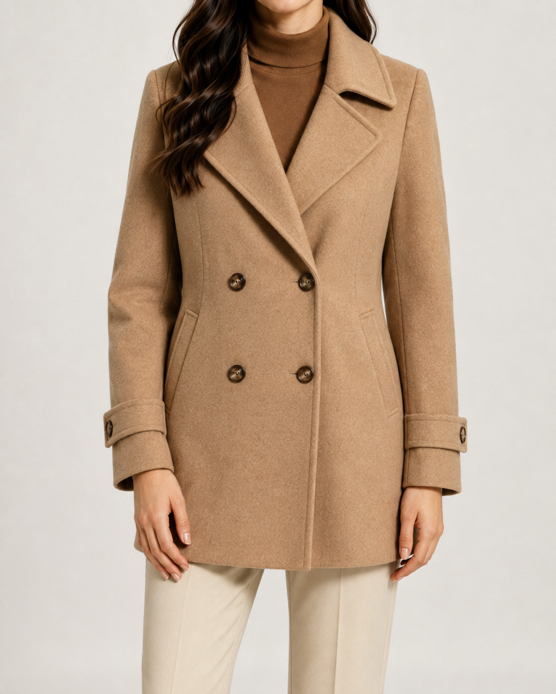 Women's Short Tailored Coat – Double Breasted Front