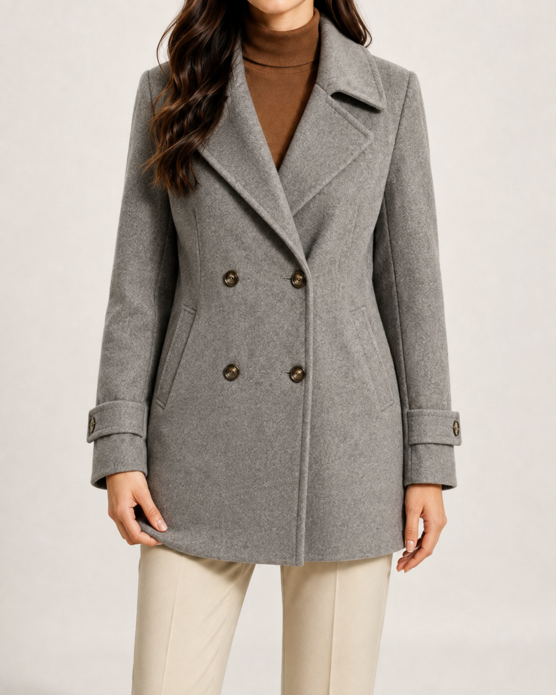 Women's Short Tailored Coat – Double Breasted Front