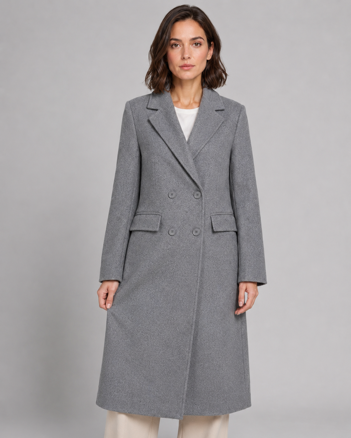Women's Winter Weight Tailored Long Coat – Double Breasted