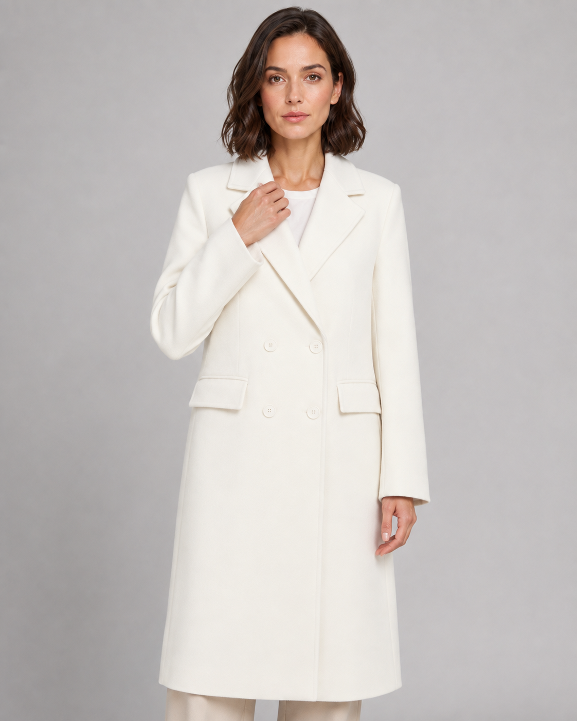 Women's Winter Weight Tailored Long Coat – Double Breasted