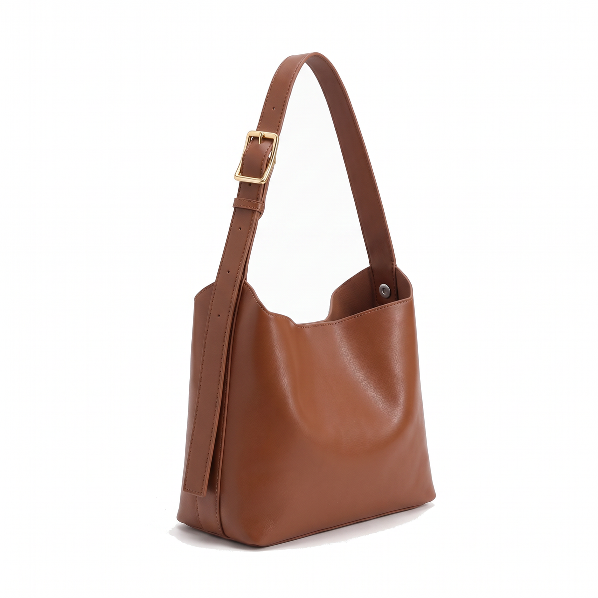 Faux Leather Bucket Bag for Women, Brown Shoulder Bag