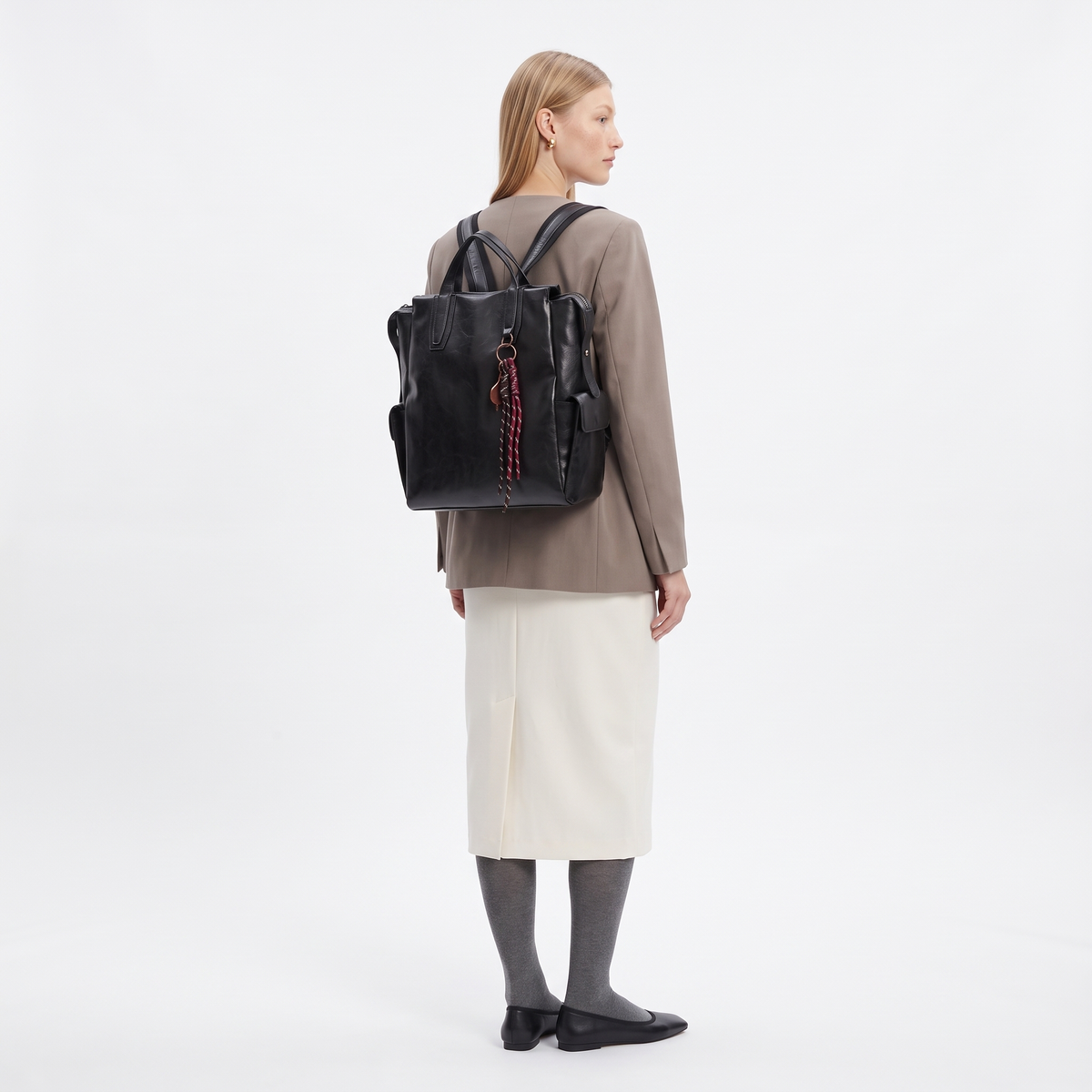 Faux Leather Tote Backpack for Women, Black City Backpack Purse