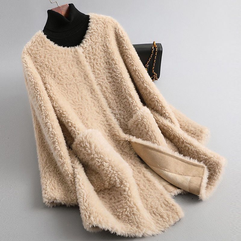 Women's Fur Coat | Long Sleeve Draped Shearling