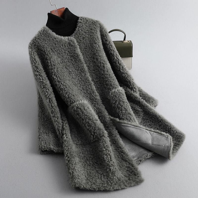 Women's Fur Coat | Long Sleeve Draped Shearling