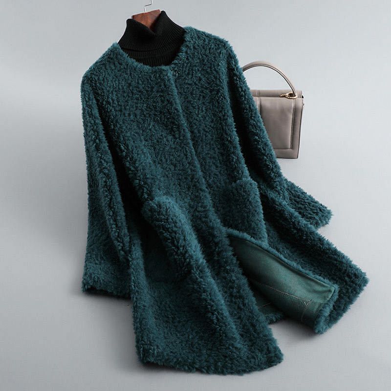 Women's Fur Coat | Long Sleeve Draped Shearling