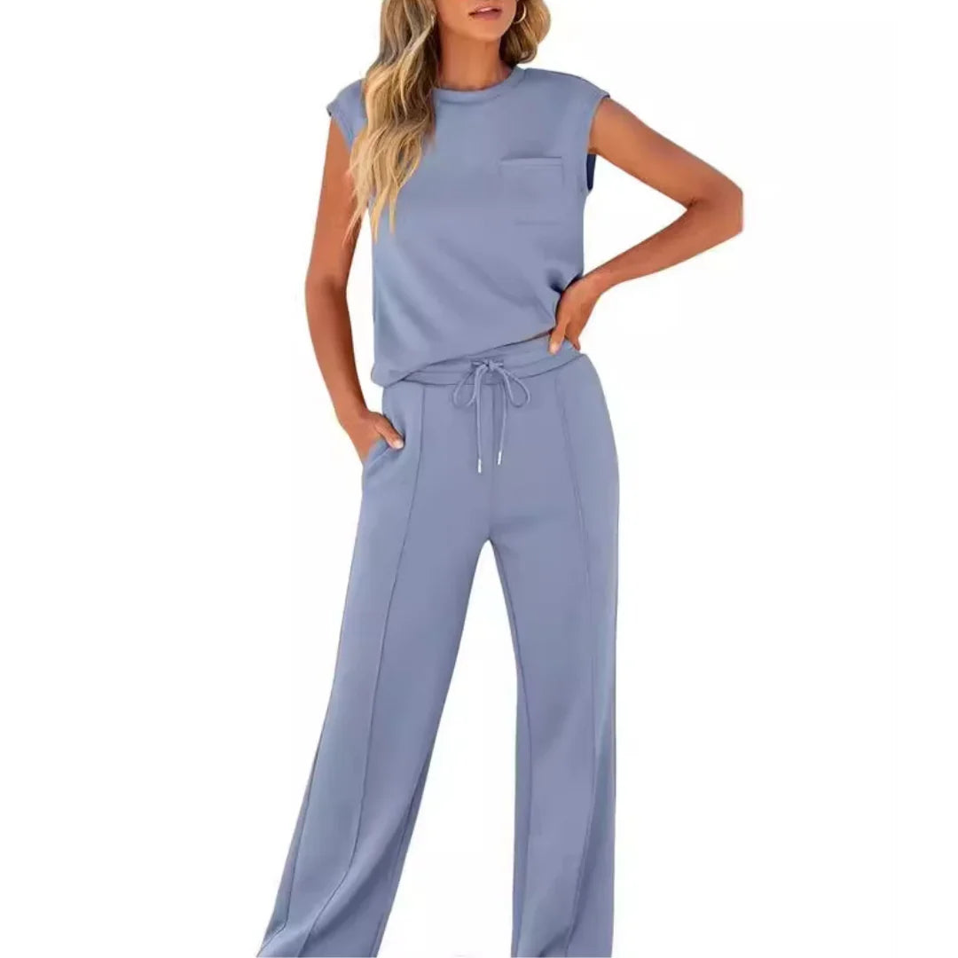 Women's Lounge Set | Two-Piece Sleeveless Top and Drawstring Pants