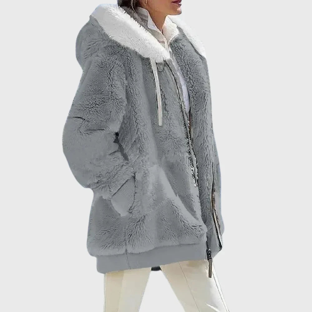 Women's Puffer Jacket | Hooded Multicolor Patchwork Zip-Up