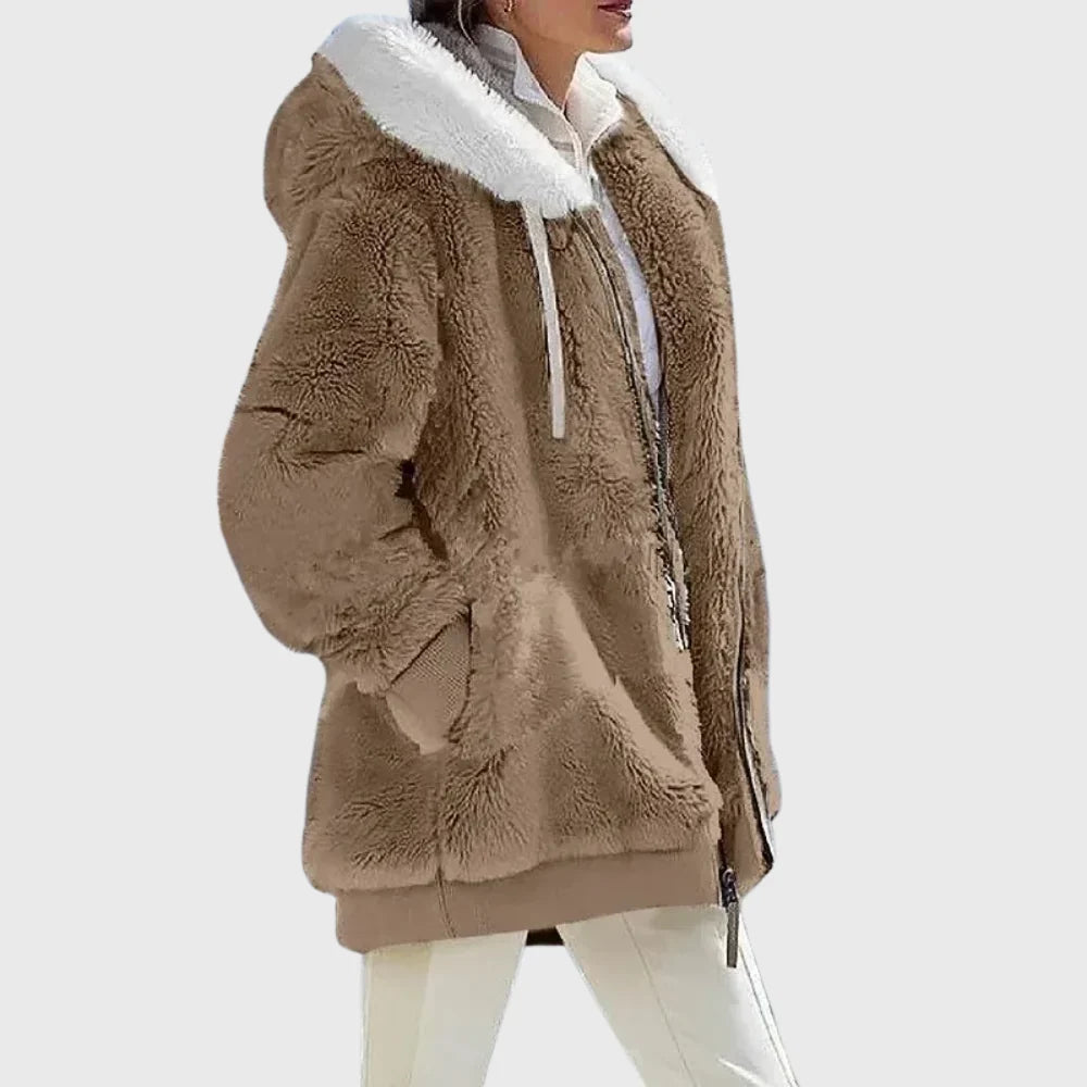Women's Puffer Jacket | Hooded Multicolor Patchwork Zip-Up