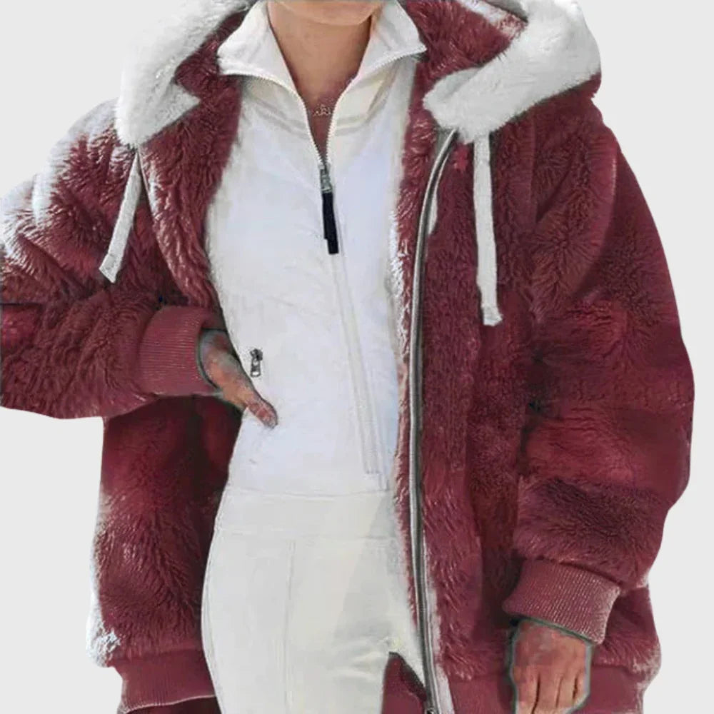 Women's Puffer Jacket | Hooded Multicolor Patchwork Zip-Up