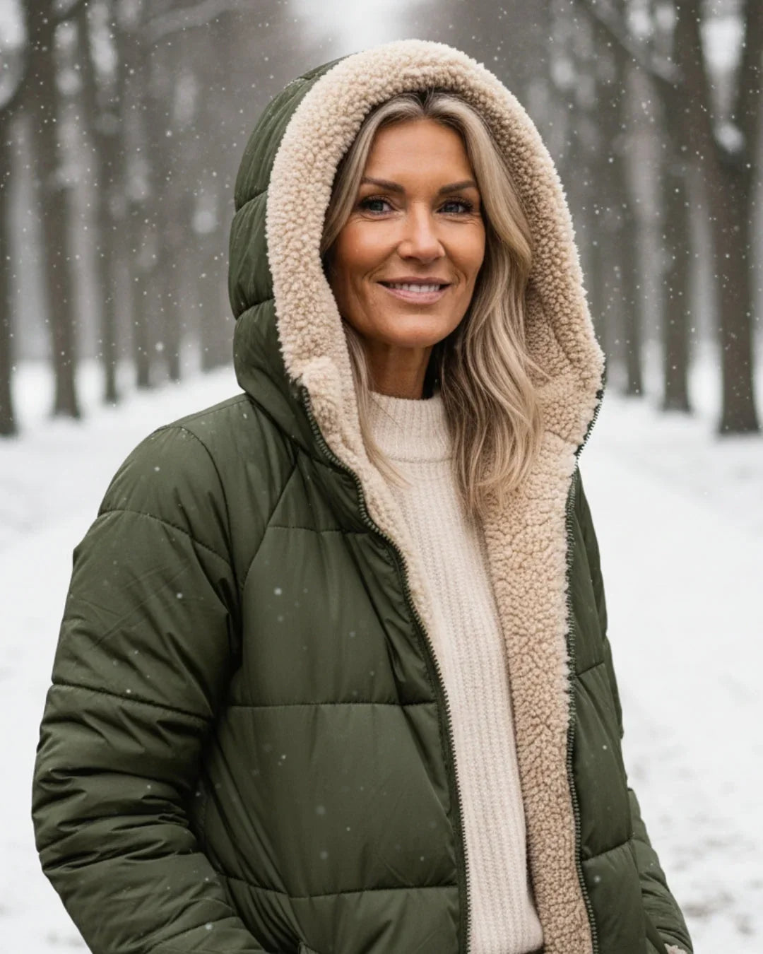 Women's Quilted Coat | Hooded Longline Sherpa Lining