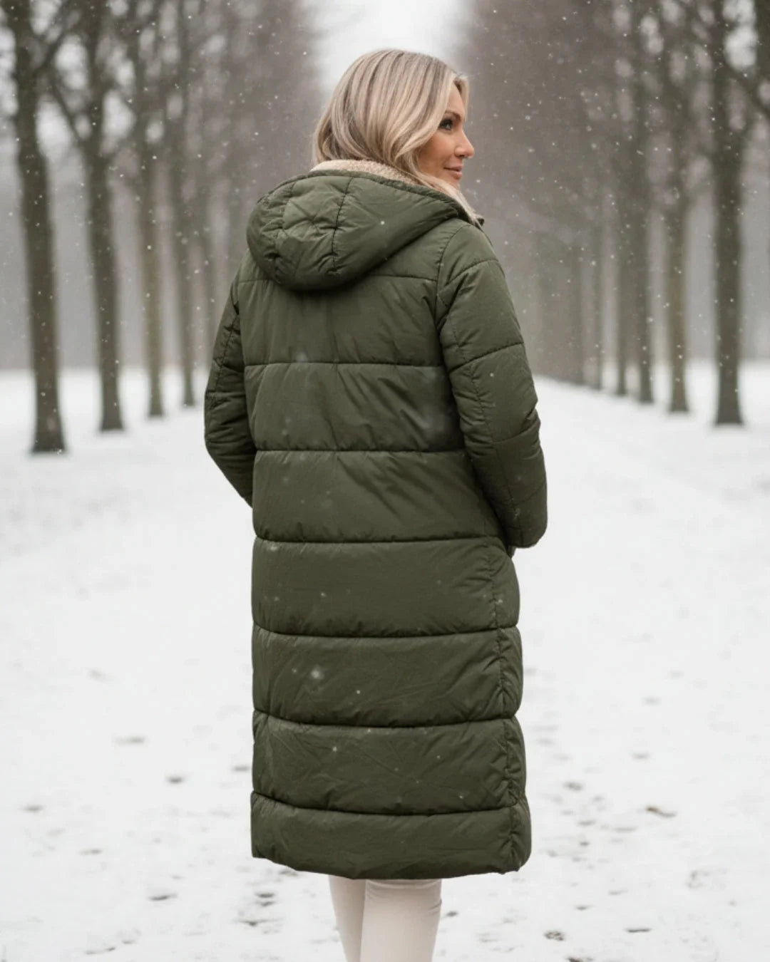 Women's Quilted Coat | Hooded Longline Sherpa Lining