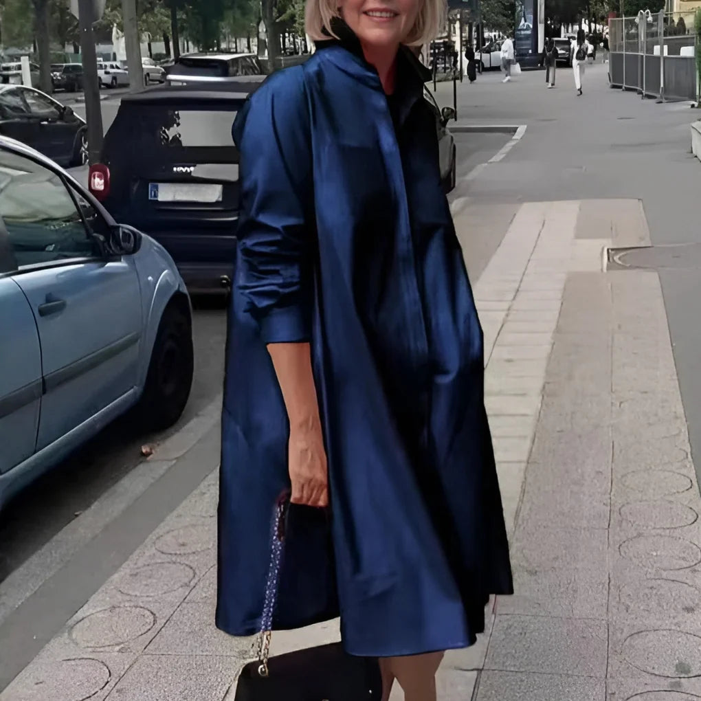Women's Shirt Dress | Long Sleeve Midi with Polo Collar