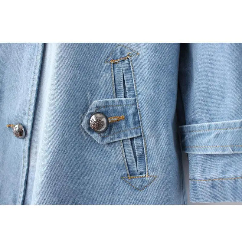 Women's Trench Coat | Double Breasted Denim with Epaulets