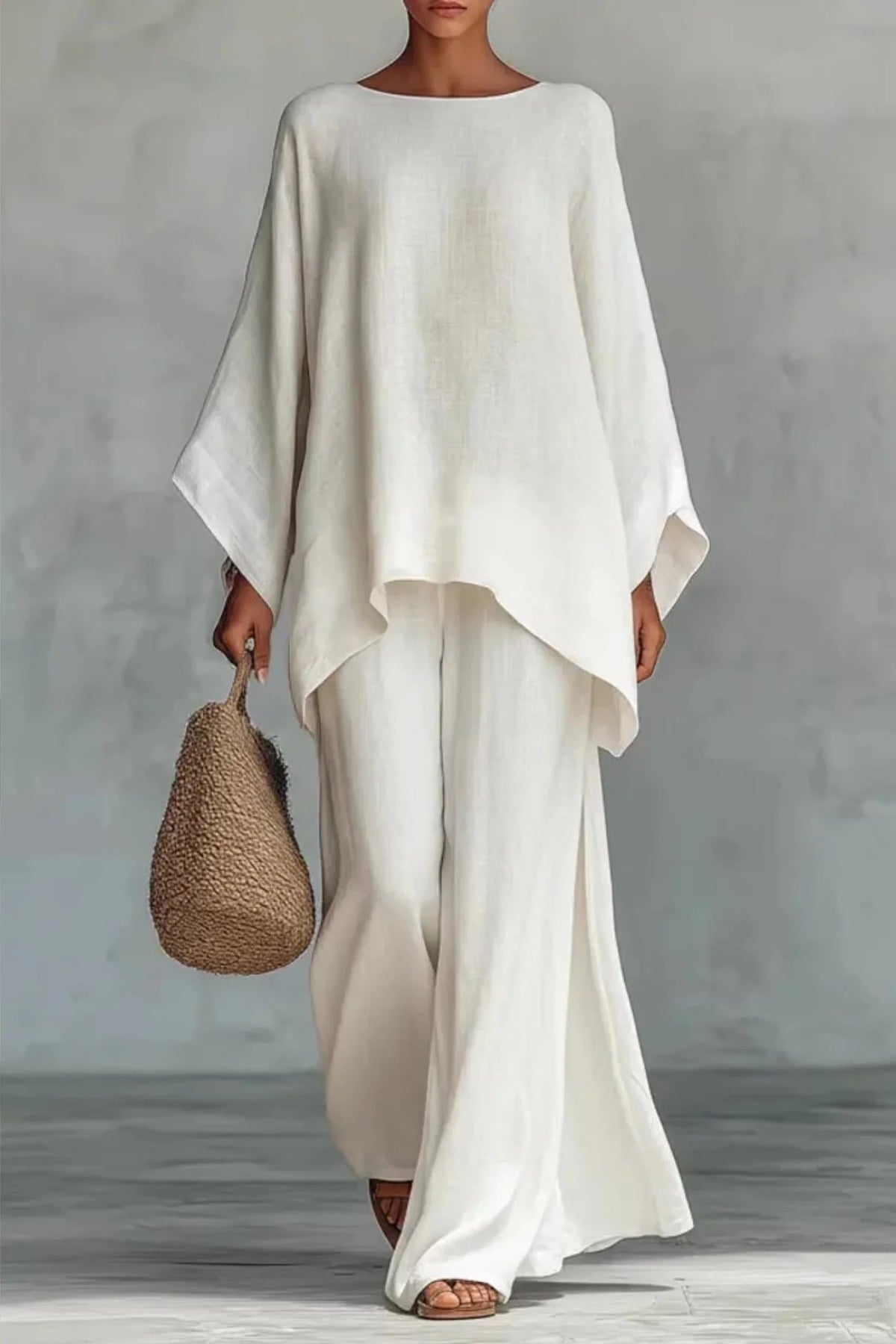 Women's Two-Piece Set | Batwing Top and Wide Leg Sweatpants