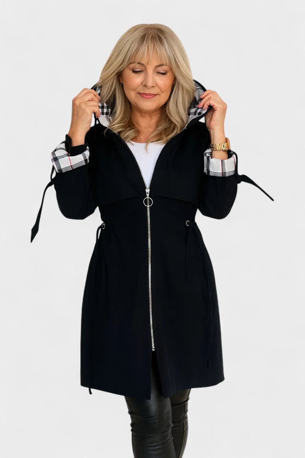 Women's Weatherproof Jacket | Plaid Lined Hooded Zip Front