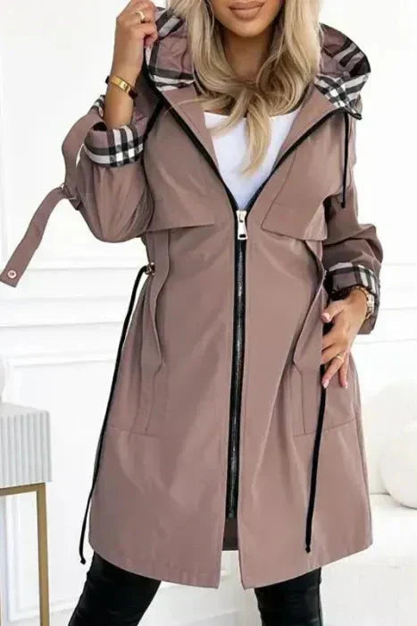 Women's Weatherproof Jacket | Plaid Lined Hooded Zip Front