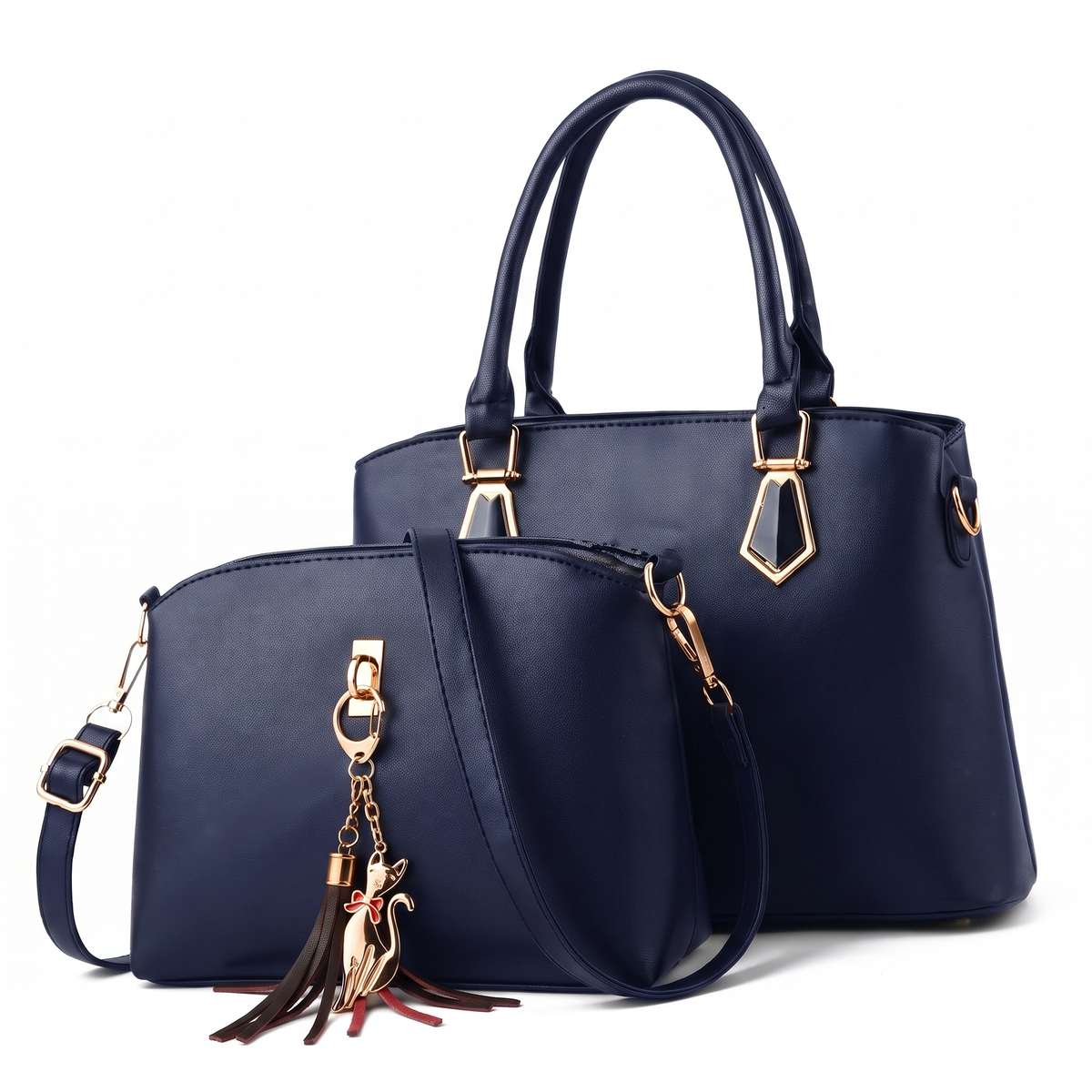 2-Piece Handbag and Purse Set, Top Handle Tote Bag with Crossbody Bag and Tassel Charm – Gift Set for Her