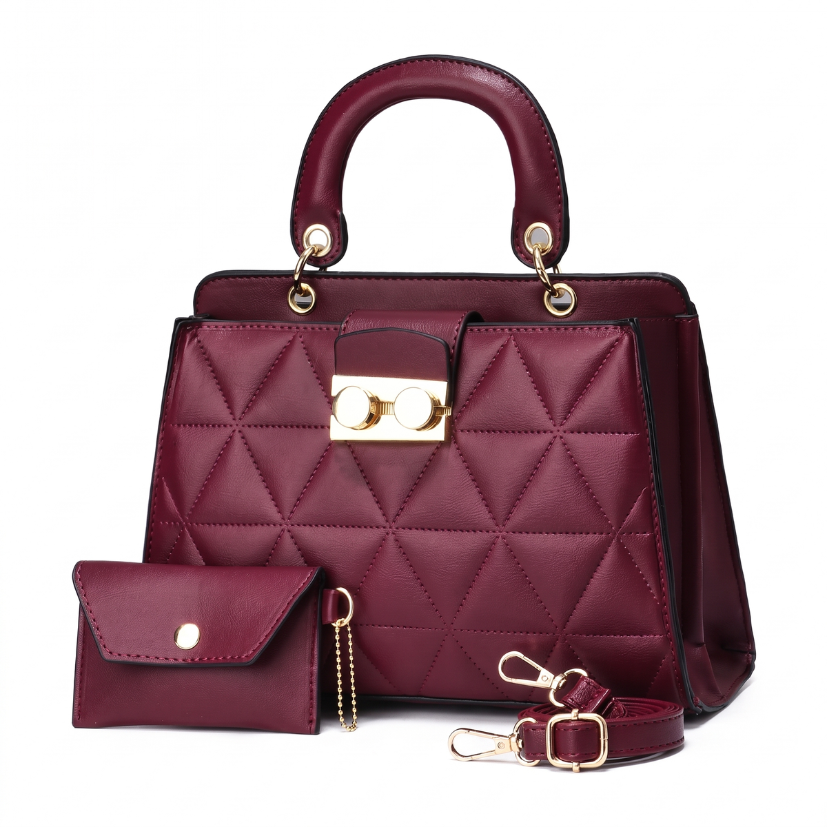 2-Piece Handbag and Purse Set, Quilted Top Handle Bag with Coin Purse – Gift Set for Her