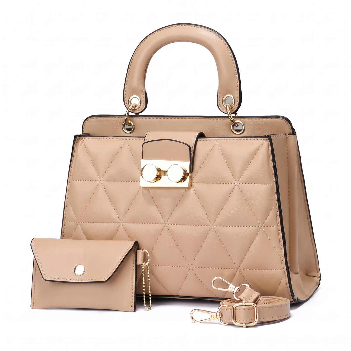 2-Piece Handbag and Purse Set, Quilted Top Handle Bag with Coin Purse – Gift Set for Her