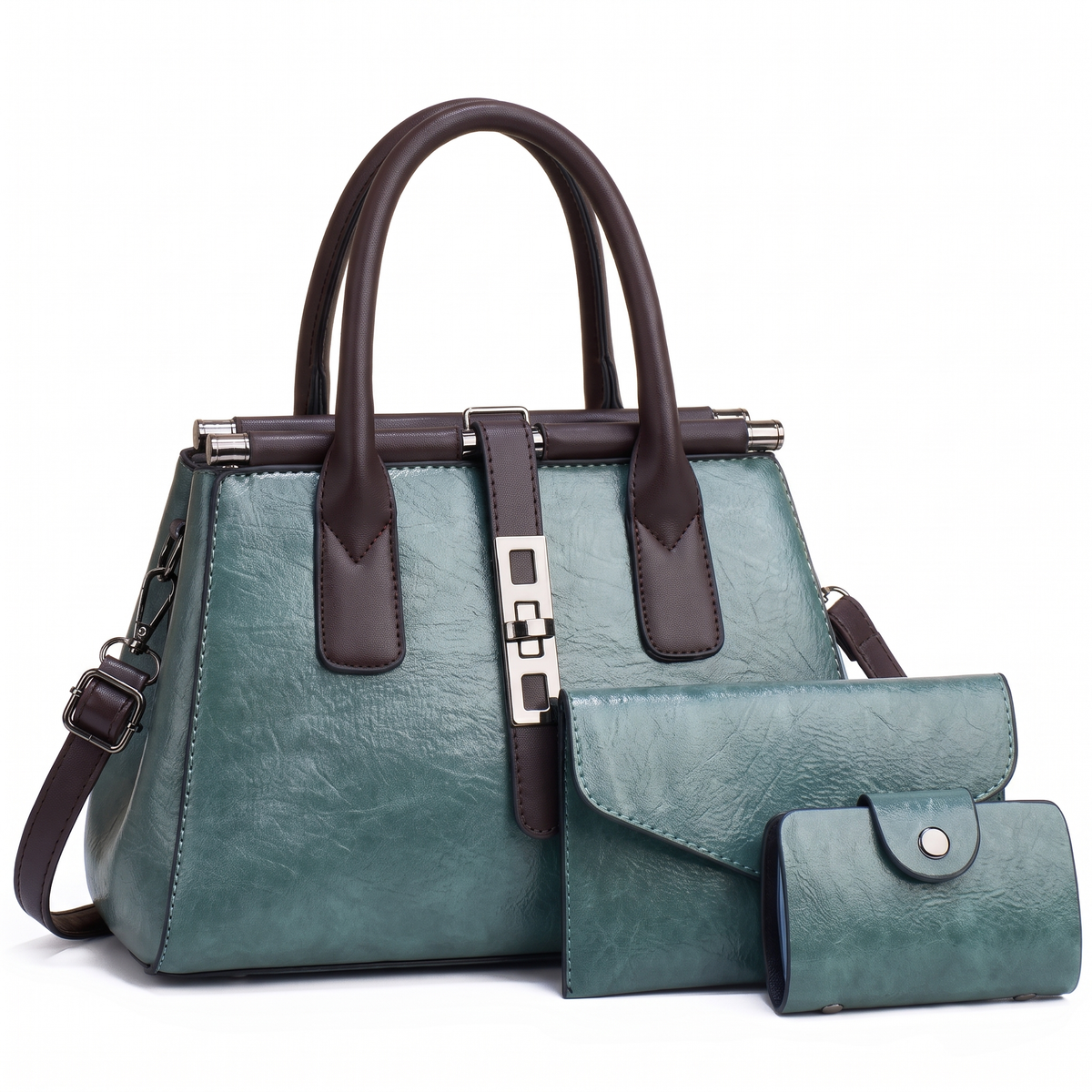 3-Piece Handbag and Purse Set, Top Handle Bag with Clutch and Card Wallet – Gift Set for Her