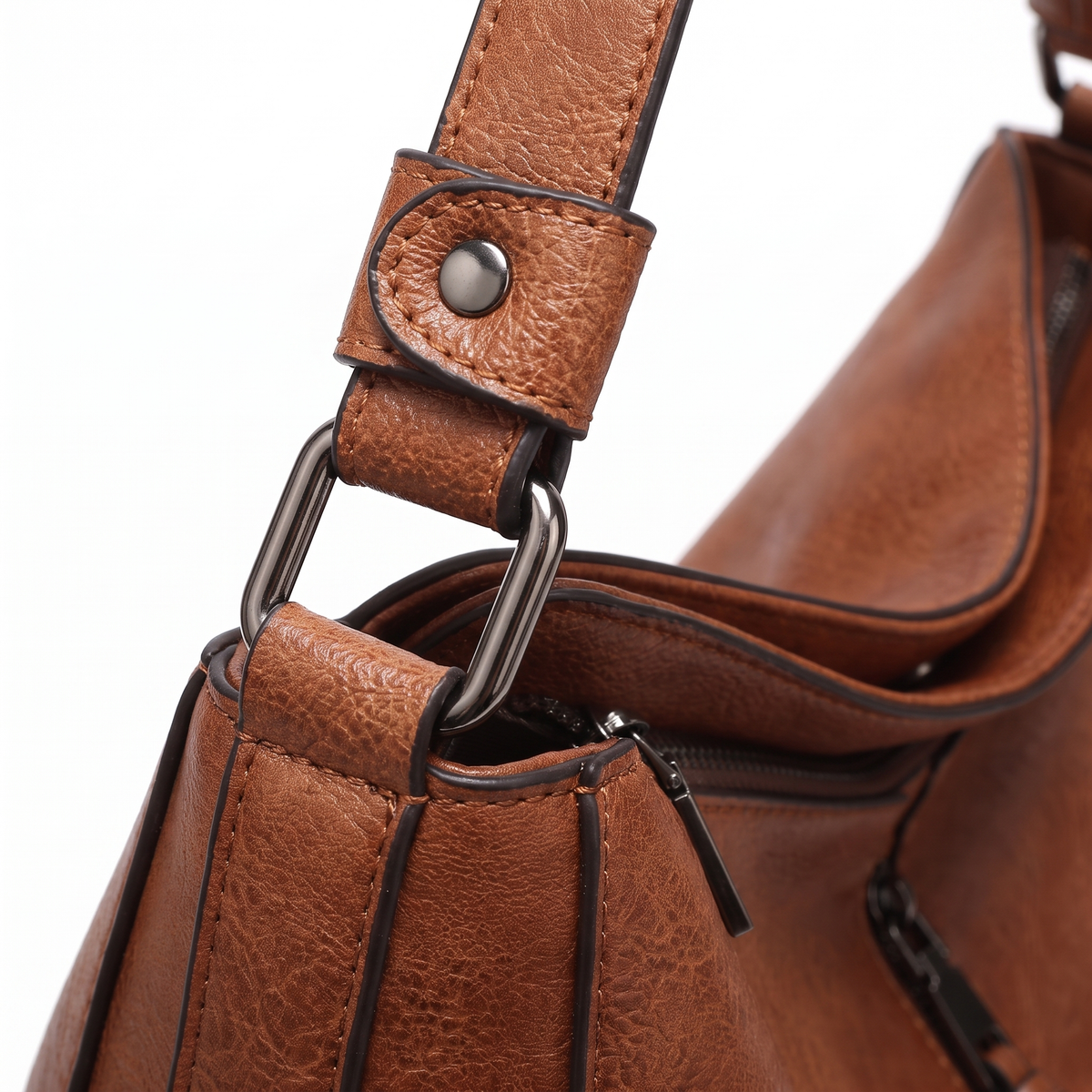 3-Piece Handbag and Purse Set, Cognac Brown Hobo Shoulder Bag with Crossbody Bag and Wallet – Gift Set for Her