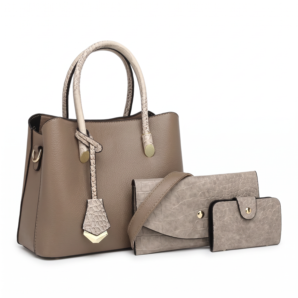3-Piece Handbag and Purse Set, Top Handle Tote Bag with Wallet and Card Holder – Gift Set for Her