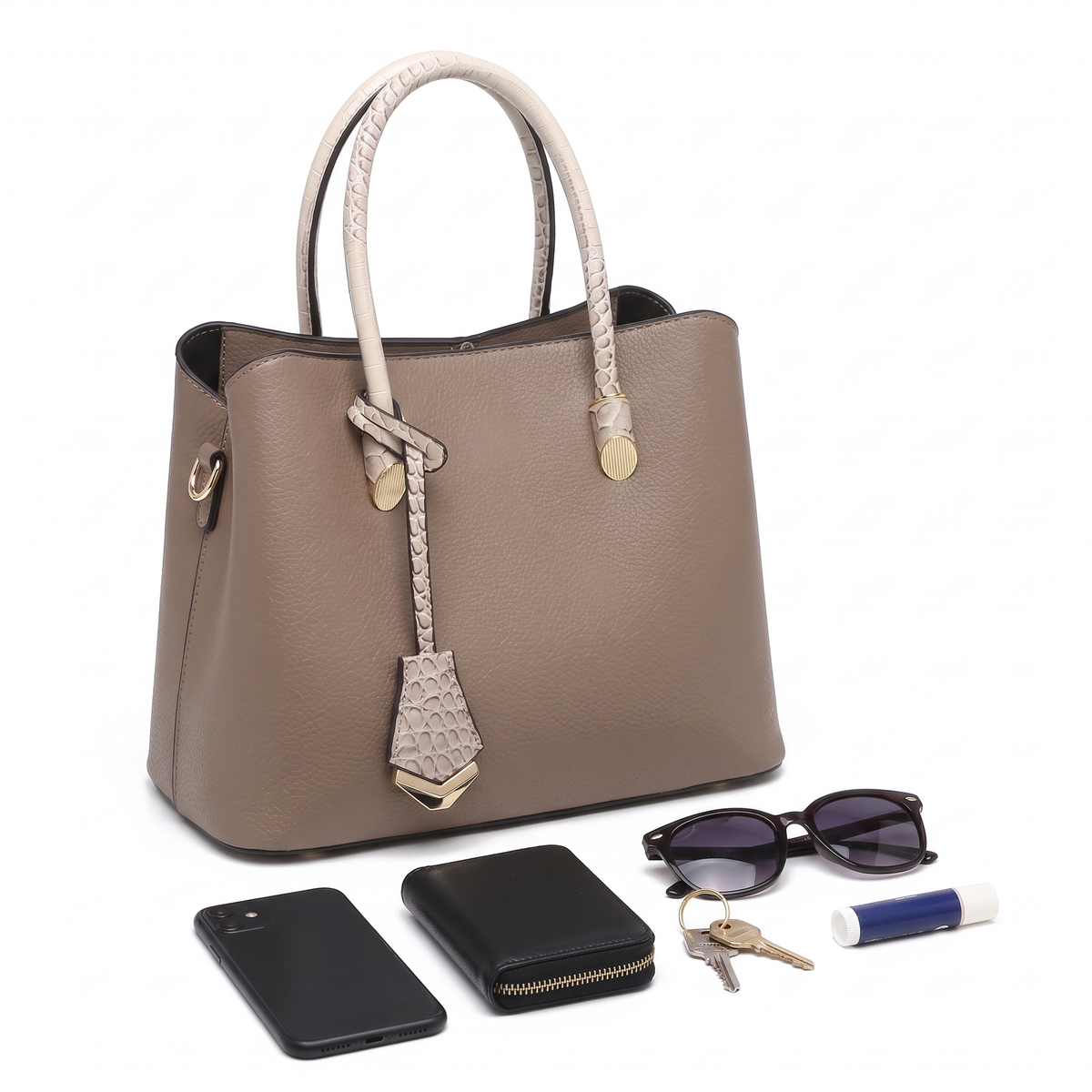 3-Piece Handbag and Purse Set, Top Handle Tote Bag with Wallet and Card Holder – Gift Set for Her