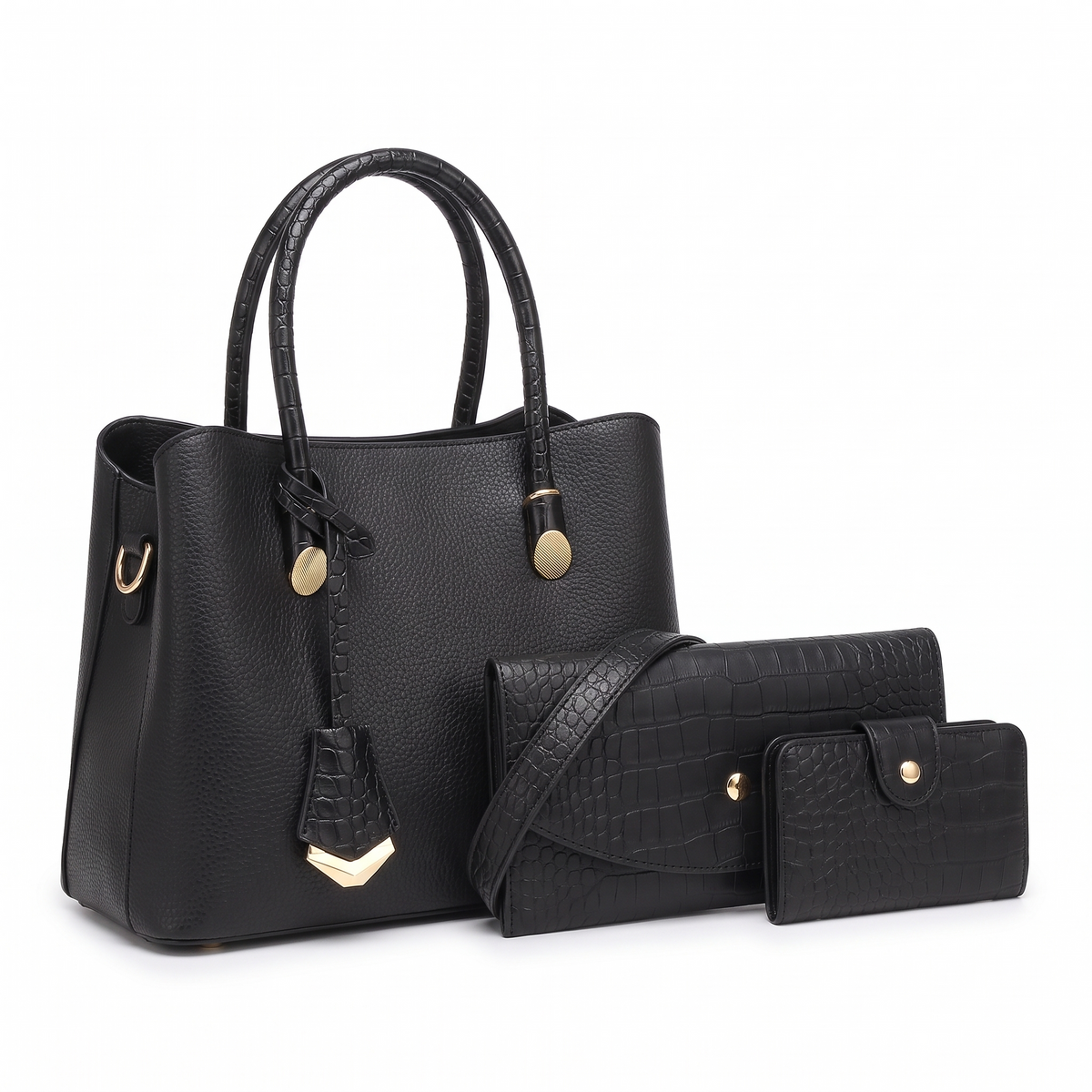 3-Piece Handbag and Purse Set, Top Handle Tote Bag with Wallet and Card Holder – Gift Set for Her