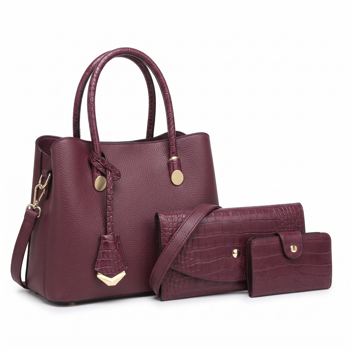 3-Piece Handbag and Purse Set, Top Handle Tote Bag with Wallet and Card Holder – Gift Set for Her