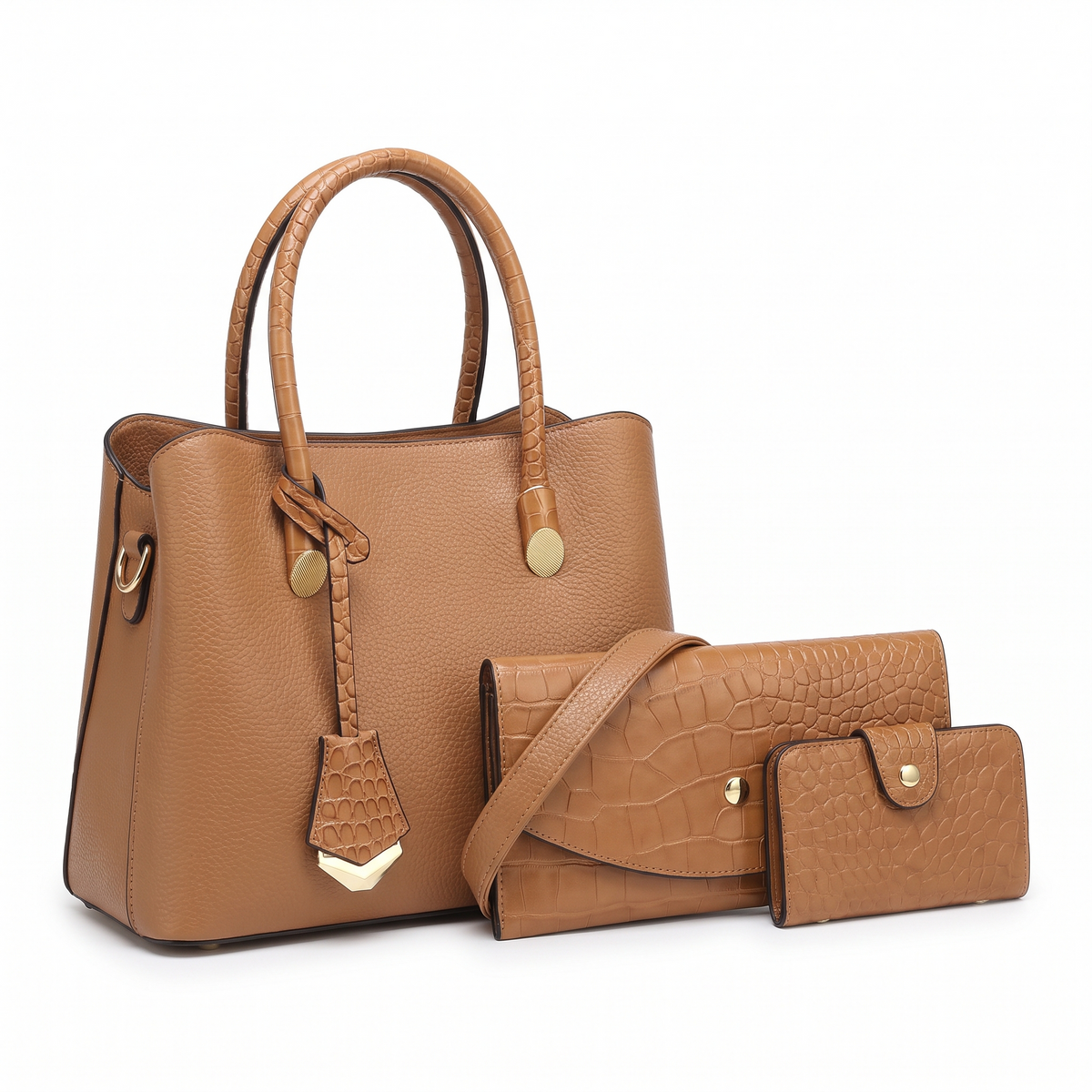 3-Piece Handbag and Purse Set, Top Handle Tote Bag with Wallet and Card Holder – Gift Set for Her