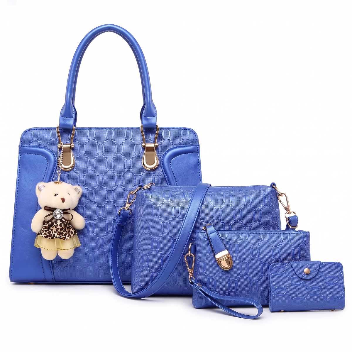 4-Piece Handbag and Purse Set, Top Handle Bag with Shoulder Bag, Clutch and Card Holder – Gift Set for Her