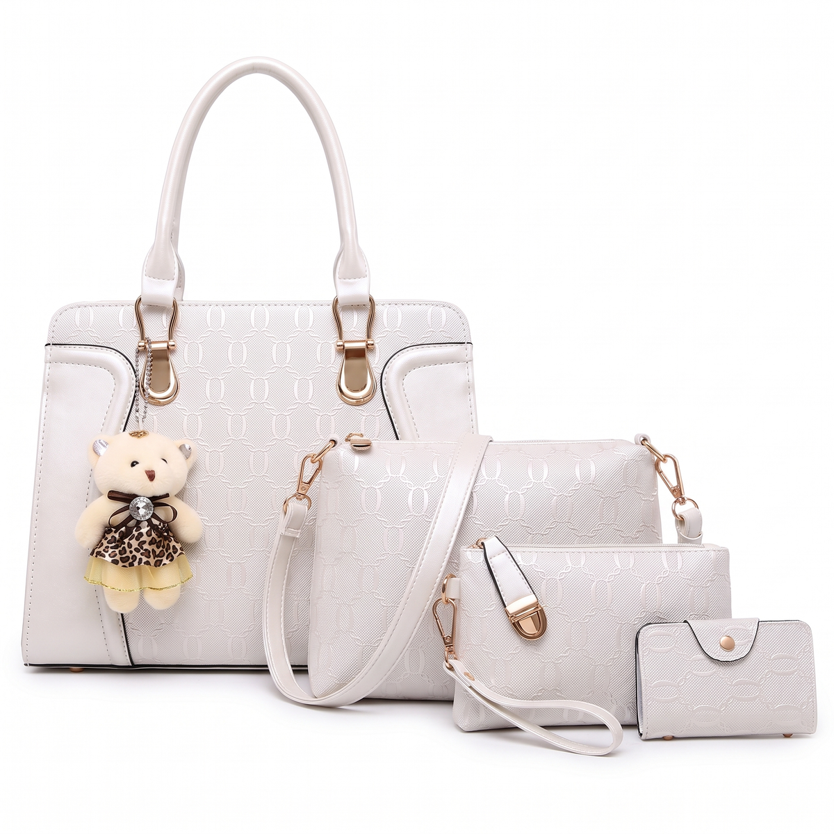 4-Piece Handbag and Purse Set, Top Handle Bag with Shoulder Bag, Clutch and Card Holder – Gift Set for Her
