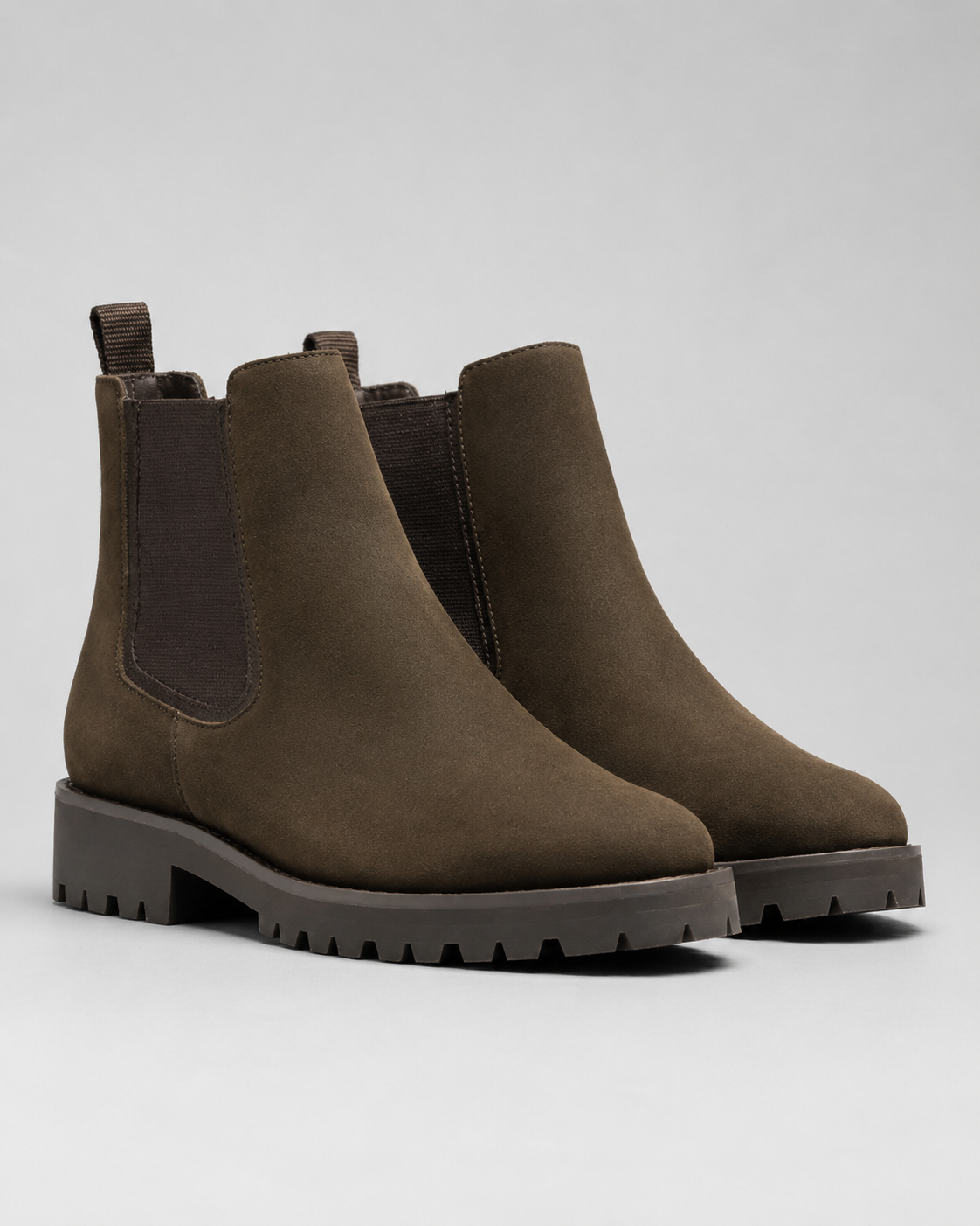 Women's Suede Look Chelsea Boots – Chunky Lug Sole