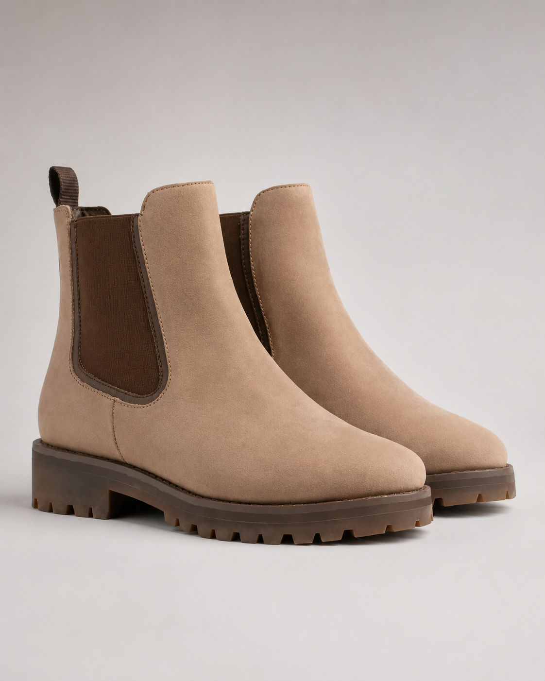 Women's Suede Look Chelsea Boots – Chunky Lug Sole