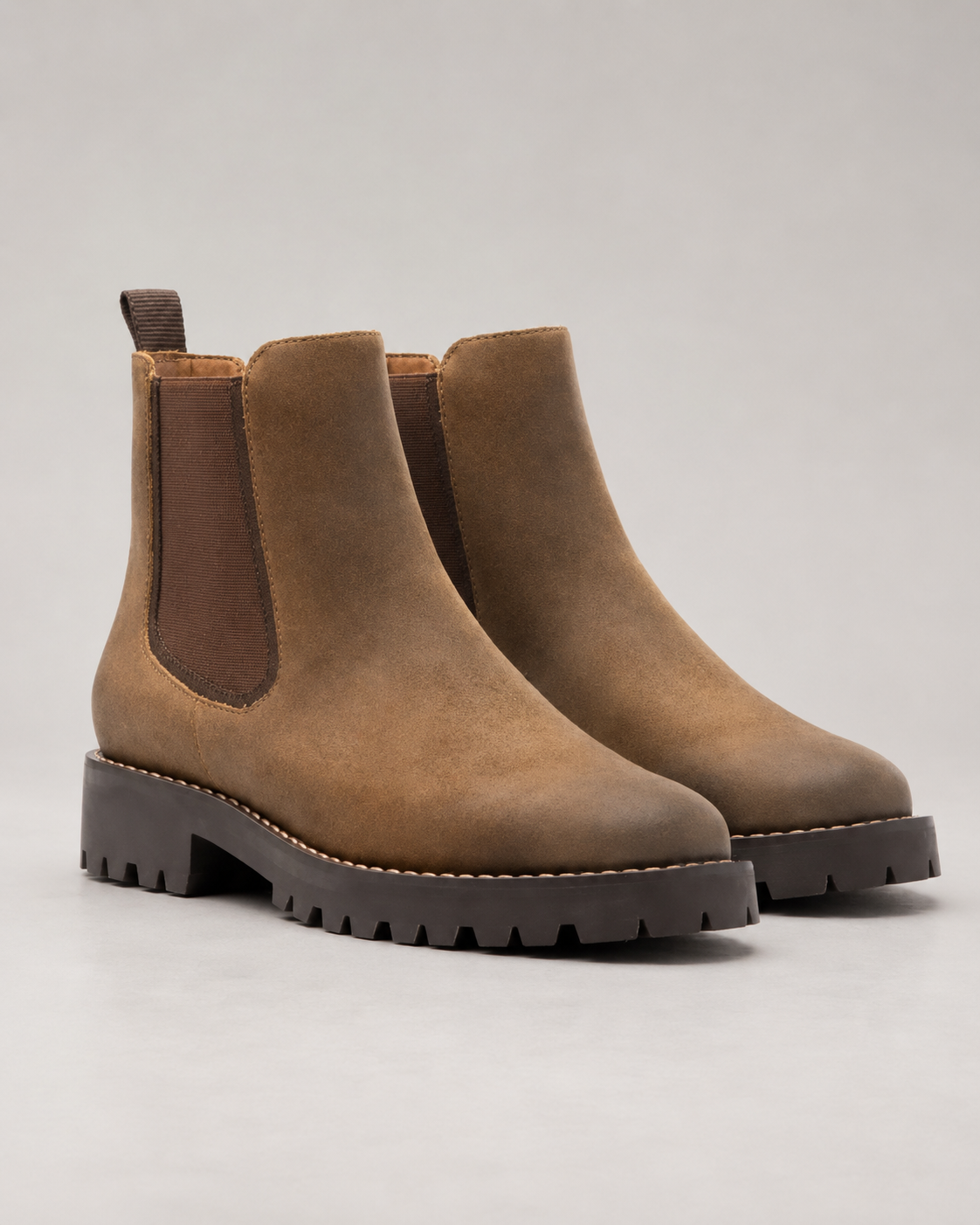 Women's Suede Look Chelsea Boots – Chunky Lug Sole