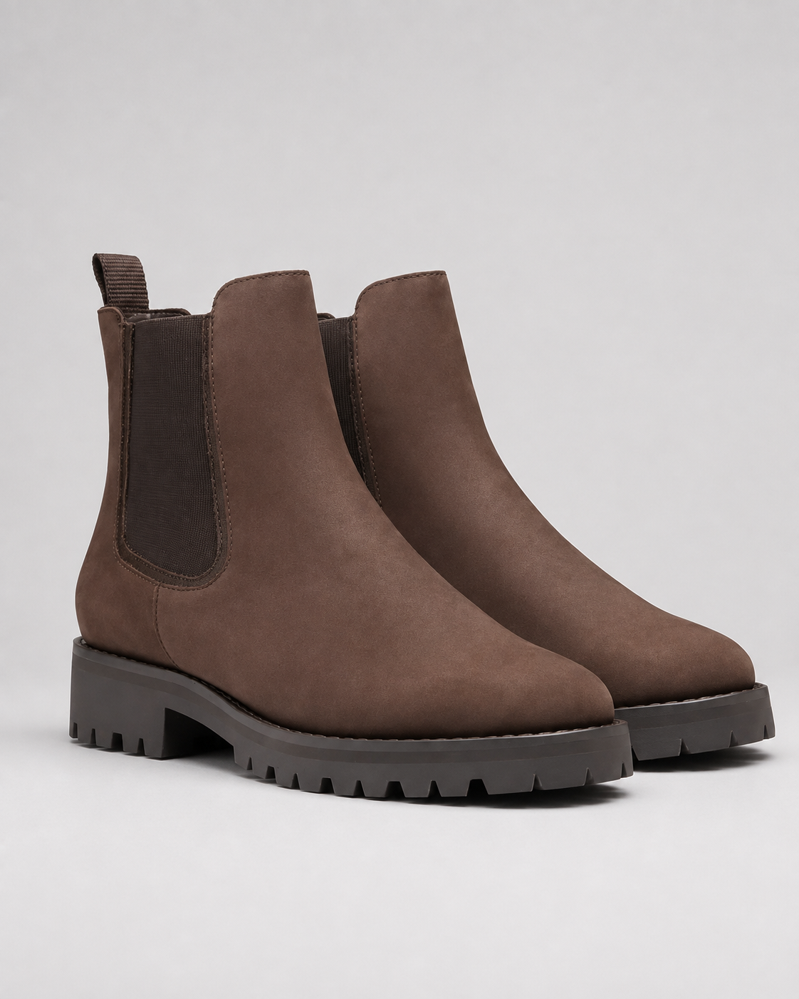 Women's Suede Look Chelsea Boots – Chunky Lug Sole