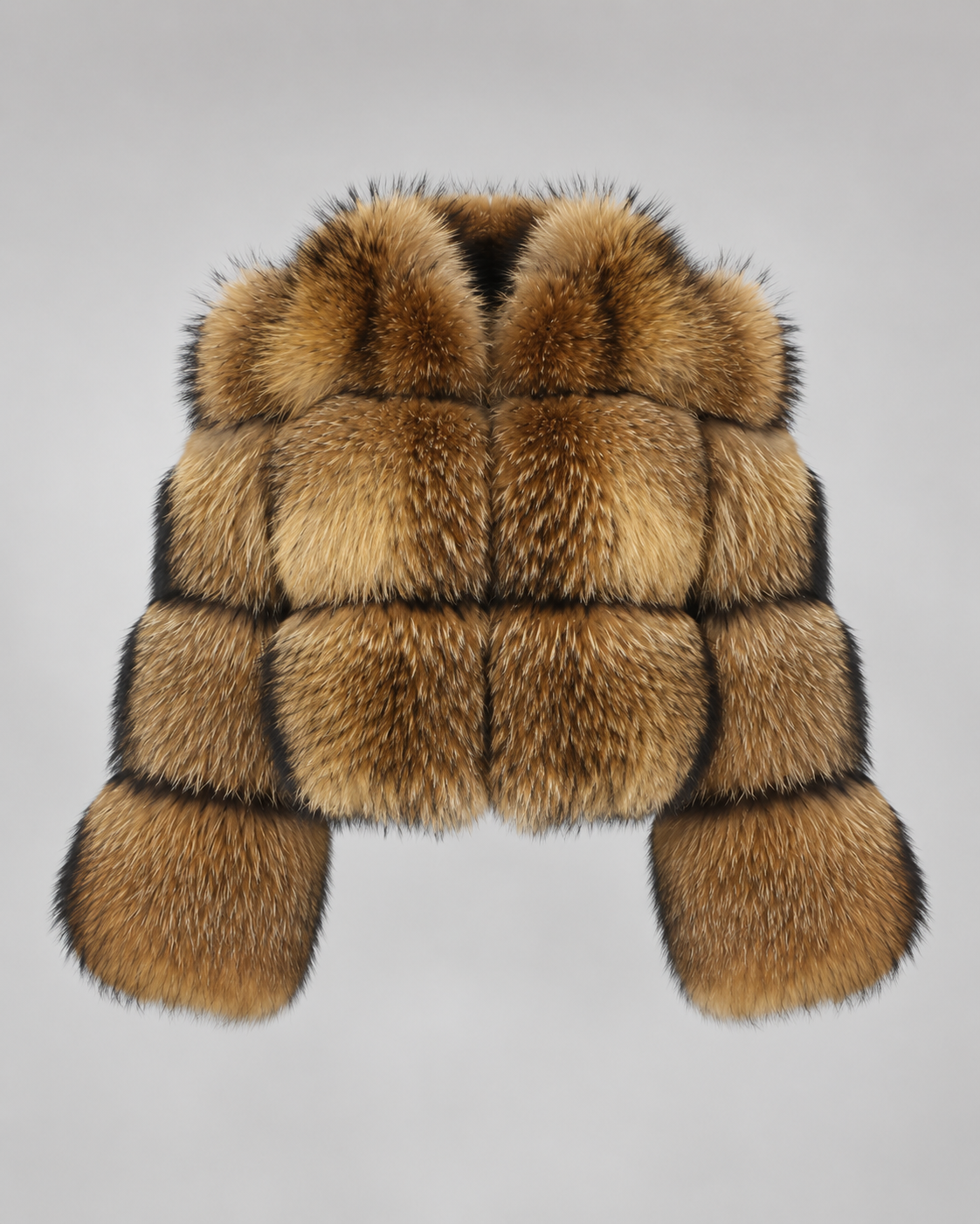 Women's Cropped Faux Fur Jacket with Oversized Collar