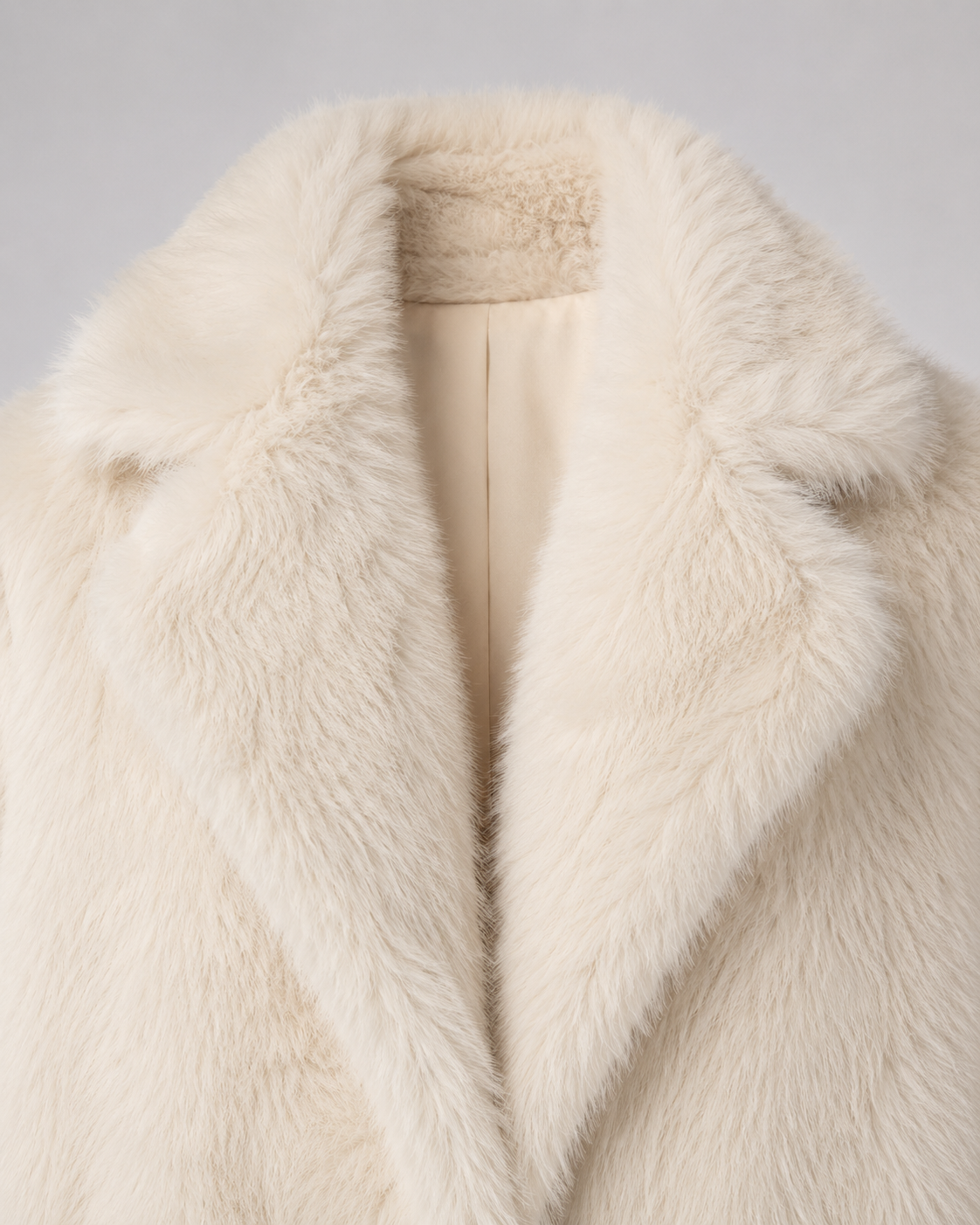 Women's Plush Faux Fur Coat – Shawl Collar Mid Thigh Length