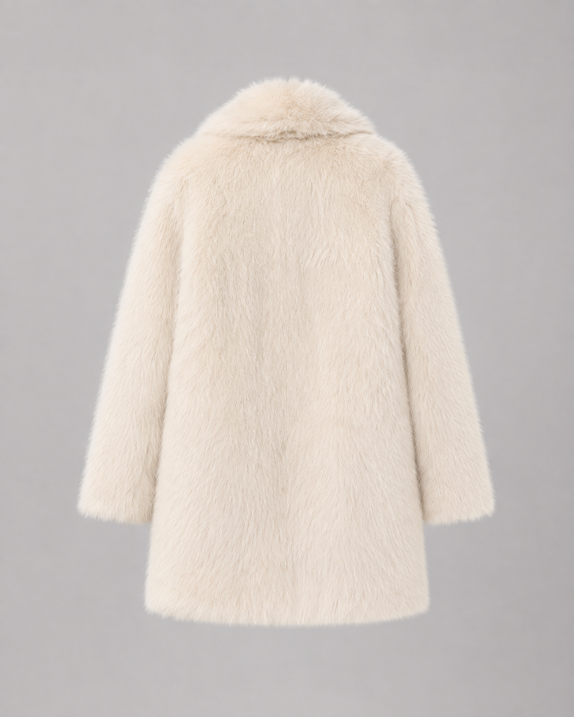 Women's Plush Faux Fur Coat – Shawl Collar Mid Thigh Length