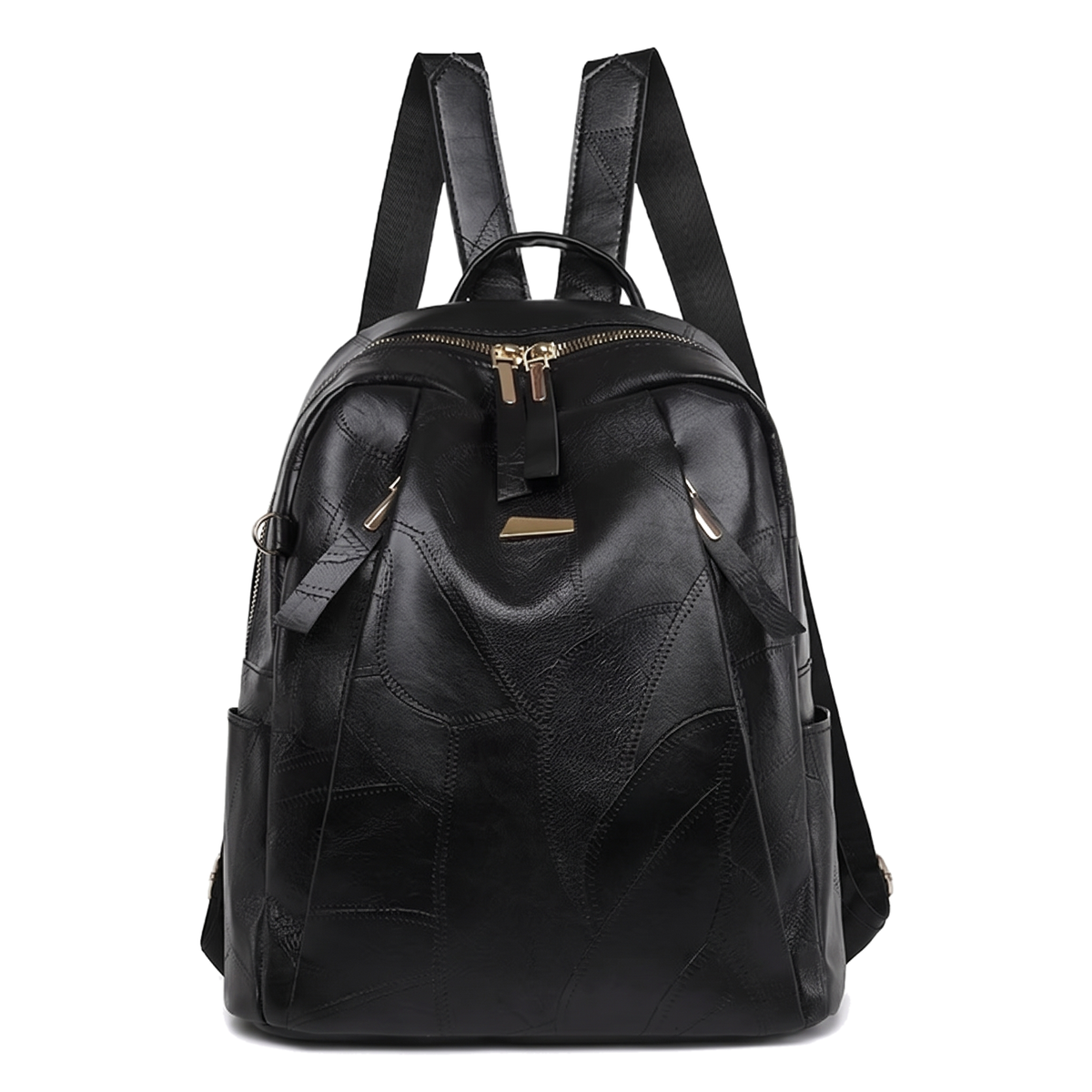 Faux Leather Dome Backpack for Women, Black City Backpack Purse